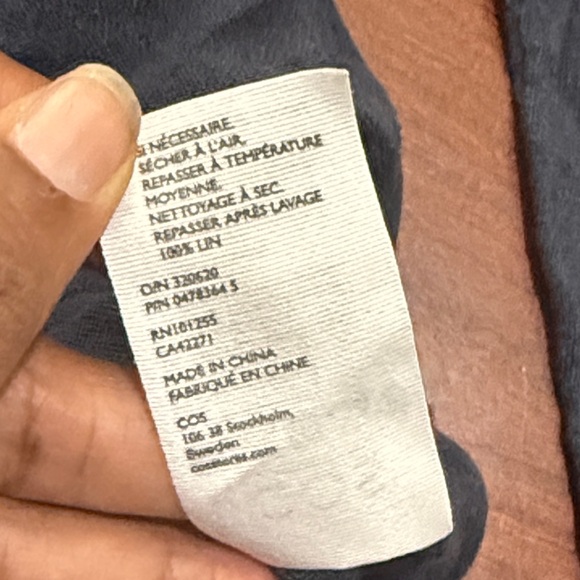 COS 💯 linen Lagenlook natural fiber Deep Blue Long Sleeve Tee sweater - Picture 2 of 6